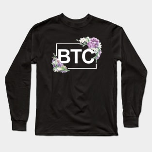 Bitcoin Orchid Border White Long Sleeve T-Shirt